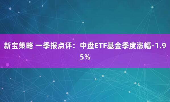 新宝策略 一季报点评：中盘ETF基金季度涨幅-1.95%