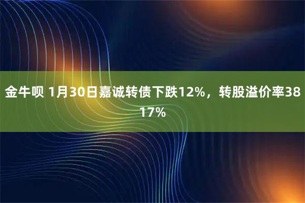 金牛呗 1月30日嘉诚转债下跌12%，转股溢价率3817%